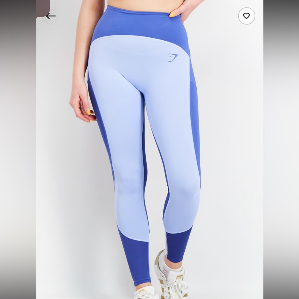 NWOT Gymshark Women Sport Fit Training Leggings, Blue and white